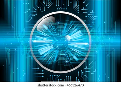 blue eye ball abstract cyber future technology concept background, illustration, circuit, binary code. move motion speed. vector. sci-fi