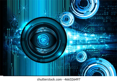 blue eye ball abstract cyber future technology concept background, illustration, circuit, binary code. move motion speed. vector. sci-fi
