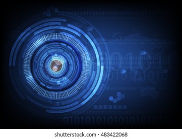 blue eye ball abstract cyber future technology concept background, illustration vector.
