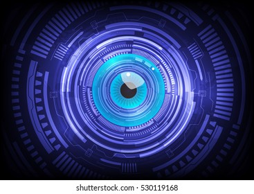 blue eye ball abstract cyber future technology concept background, illustration vector.
