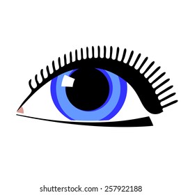 Blue eye. Cartoon. Flat.