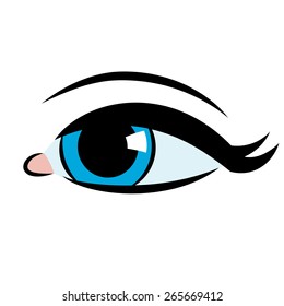 Blue eye. Cartoon. Flat. 