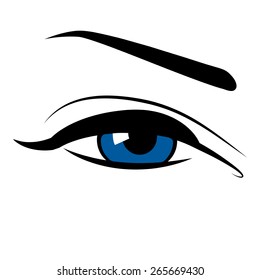 Blue eye. Cartoon. Flat. 