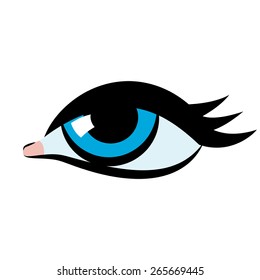 Blue eye. Cartoon. Flat. 