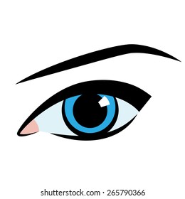 Blue eye. Cartoon. Flat. 