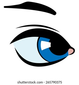 Blue eye. Cartoon. Flat. 
