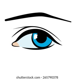 Blue eye. Cartoon. Flat. 