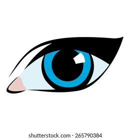 Blue eye. Cartoon. Flat. 