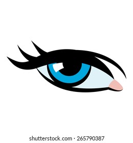 Blue eye. Cartoon. Flat. 