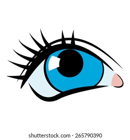 Blue eye. Cartoon. Flat. 