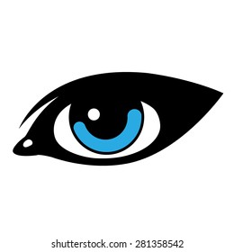Blue eye. Cartoon. Flat.
