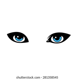 Blue eye. Cartoon. Flat.