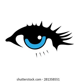 Blue eye. Cartoon. Flat.