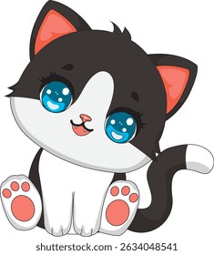 Blue Eye Cat Cartoon Vector