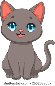Gato de ojo azul sentado en el Vector de tierra