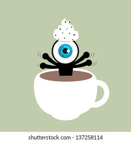 The blue eye in coffee cup, EPS10