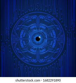 Blue eye cyber circuit future technology concept background
