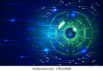 Blue eye cyber circuit future technology concept background