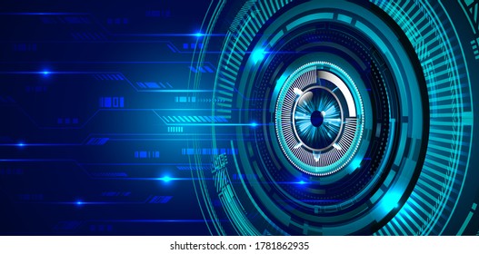 Blue eye cyber circuit future technology concept background