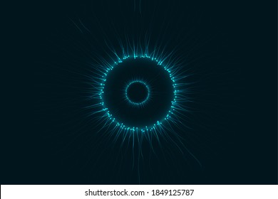 Blue eye cyber security concept background, abstract hi speed digital internet. Abstract vector blue minimalist background with with multiple rays with round field. vector illustration.