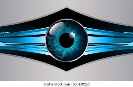 Blue eye cyber security concept background. Circuit