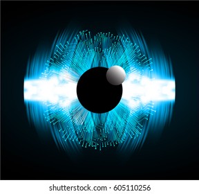 Blue eye cyber security concept background. Circuit