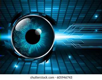 Blue eye cyber security concept background. Circuit