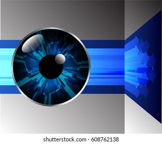 Blue eye cyber security concept background. Circuit