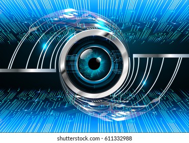 Blue eye cyber security concept background. Circuit