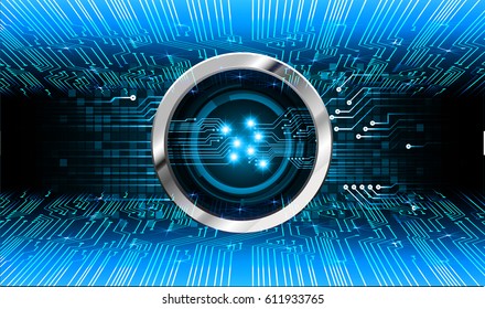 Blue eye cyber security concept background. Circuit