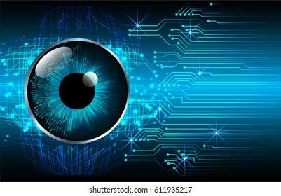 Blue eye cyber security concept background. Circuit