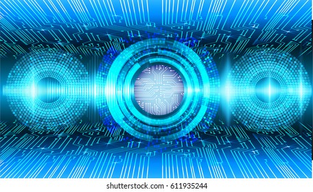 Blue eye cyber security concept background. Circuit