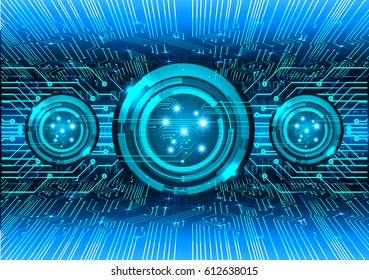 Blue eye cyber security concept background. Circuit