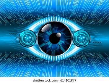 Blue eye cyber security concept background. Circuit