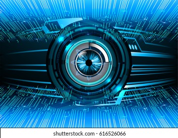 Blue eye cyber security concept background. Circuit