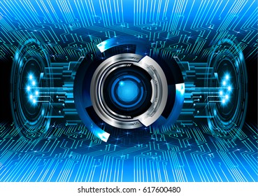 Blue eye cyber security concept background. Circuit