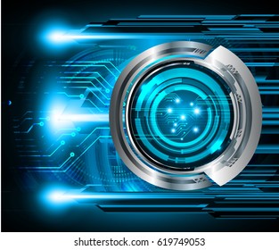 Blue eye cyber security concept background. Circuit