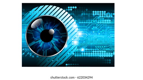 Blue eye cyber security concept background. Circuit