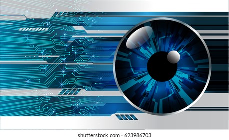 Blue eye cyber security concept background. Circuit