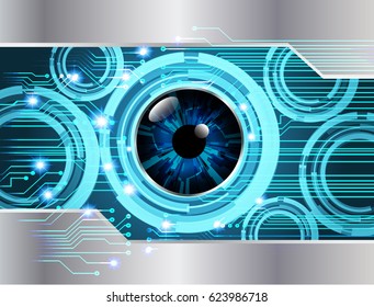 Blue eye cyber security concept background. Circuit