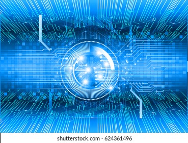 Blue eye cyber security concept background. Circuit