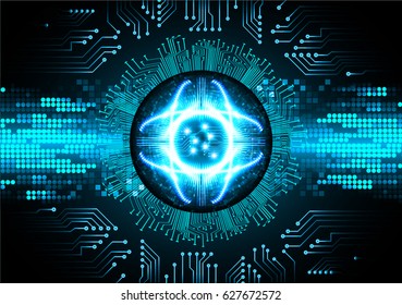 Blue eye cyber security concept background. Circuit