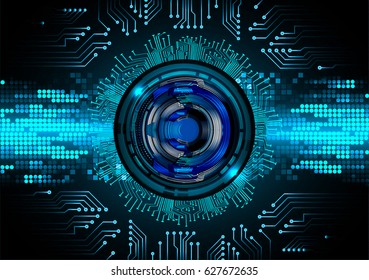 Blue eye cyber security concept background. Circuit
