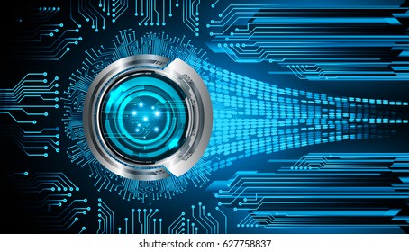 Blue eye cyber security concept background. Circuit