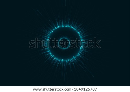 Blue eye cyber security concept background, abstract hi speed digital internet. Abstract vector blue minimalist background with with multiple rays with round field. vector illustration.