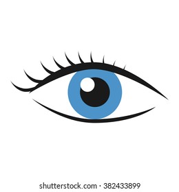 Blue eye with eyelashes isolated on white. Health, eyesight, search, vision concept. EPS 8 vector illustration, no transparency