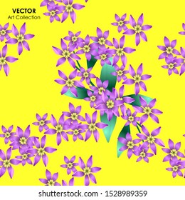 Blue Eye Grass Flower Seamless Pattern, Vector illustration design element