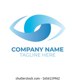 Blue eye icon with flat design style. Round icon. Eye silhouette. Simple circle icon. Modern flat icon in stylish colors. Web site page and mobile app design vector element.