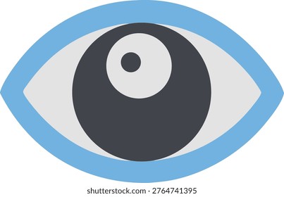 a blue eye icon with a gray and white iris on a
