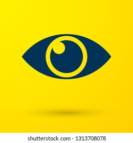 Blue Eye icon isolated on yellow background. Vector Illustration